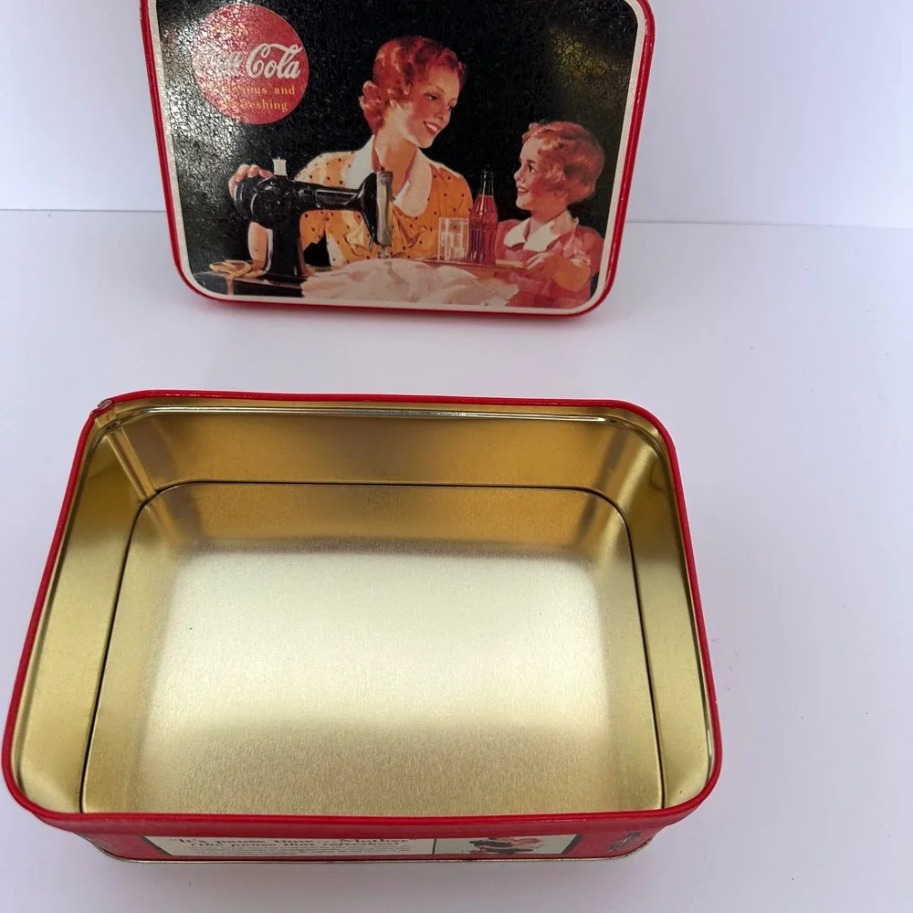 Vintage Coca-Cola Advertising Tin Box, Sewing‎ Mother & Daughter Decor